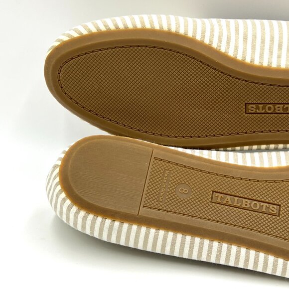 Talbots Womens Size 8 Tan White Beige Stripe Slip On Flats Loafers Shoes - Picture 10 of 12